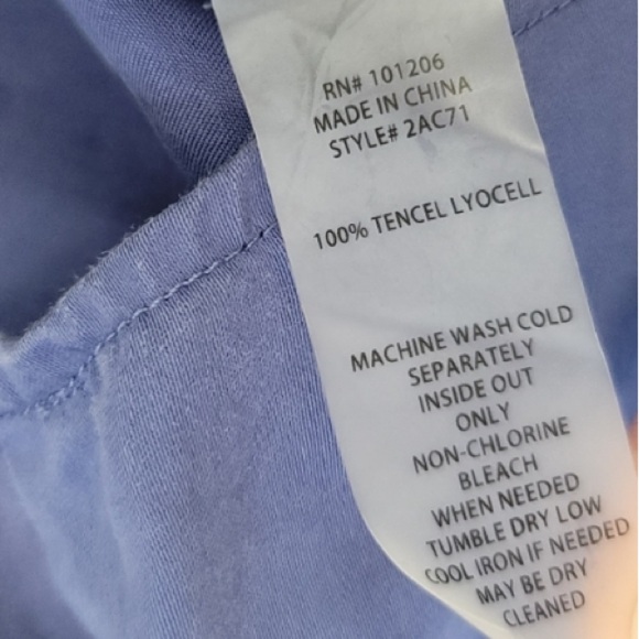 Soft Surroundings Blue Sleeve Tencel Snap Tab Tunic Shirt Denim Embroidered S - Picture 9 of 11